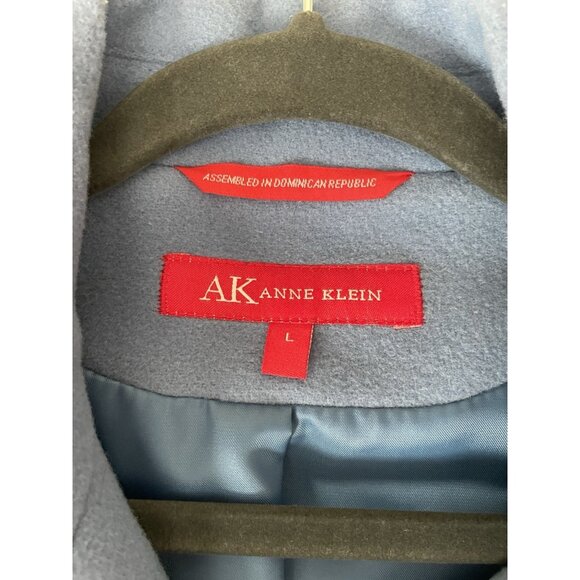 Anne Klein Wool Blend Pea Coat Womens LG  Light Blue Single Breasted Button Up - Picture 6 of 12